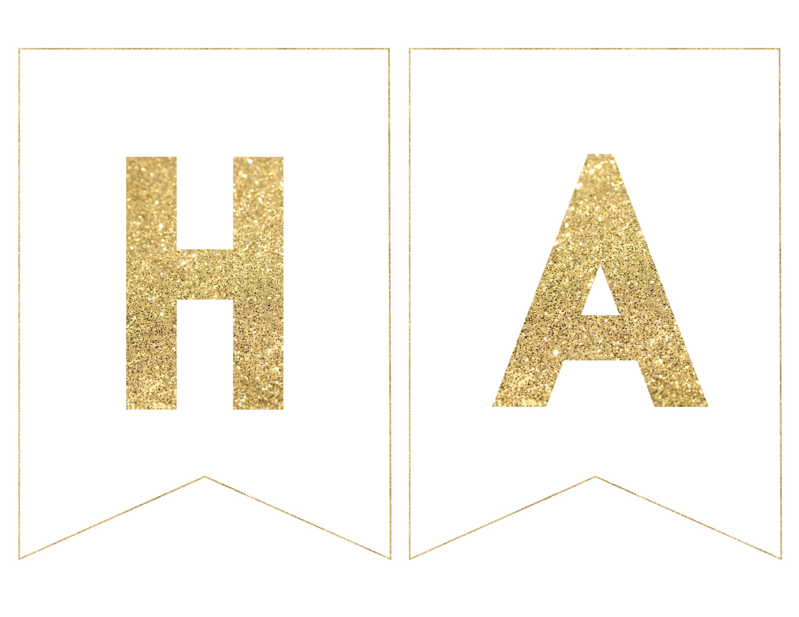 happy birthday banner printable gold