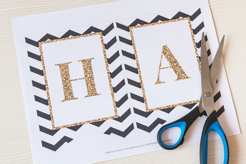 happy birthday banner printable gold