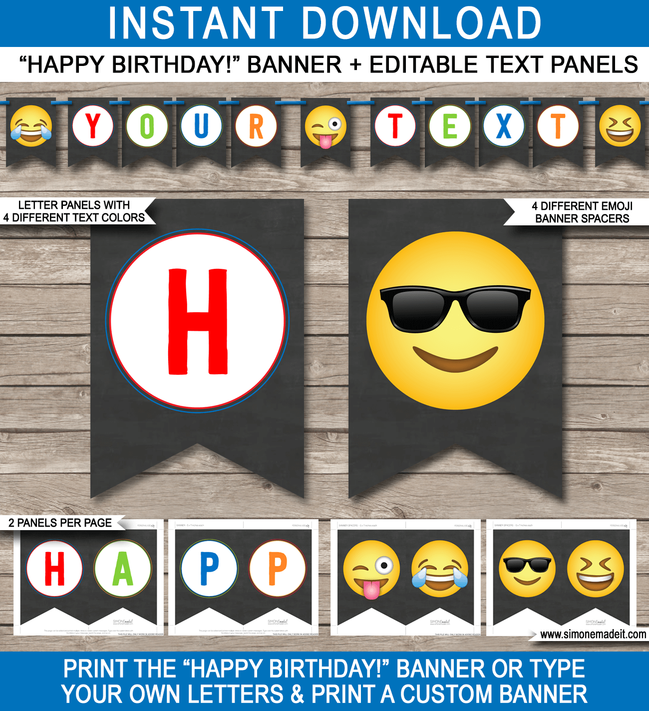 happy birthday emoji printable