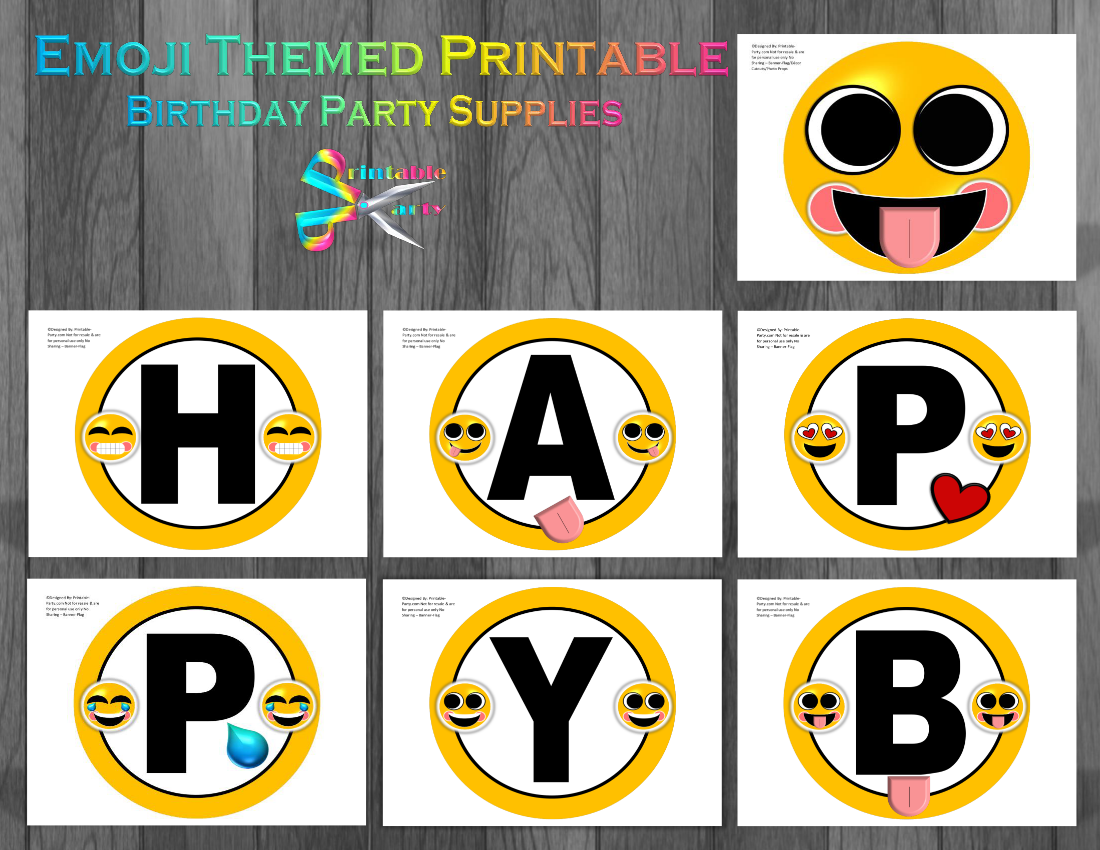 happy birthday emoji printable