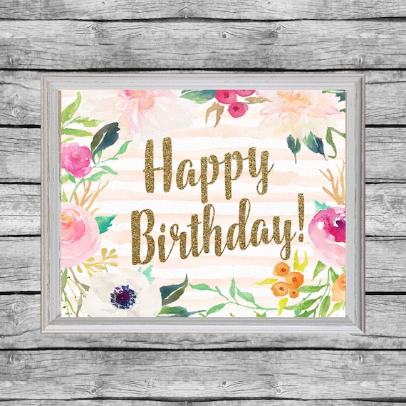 happy birthday printable sign 8x10