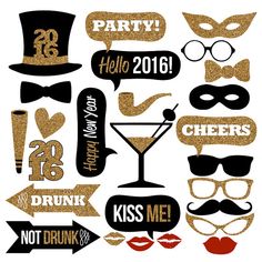 happy new year photo booth props printable