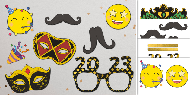 happy new year photo booth props printable