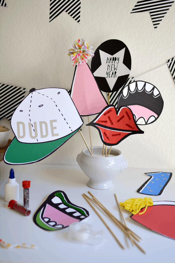 happy new year photo booth props printable