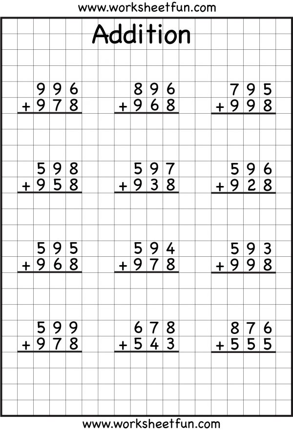 3 Digit Addition With Regrouping - Carrying - 6 Worksheets | 2nd ...