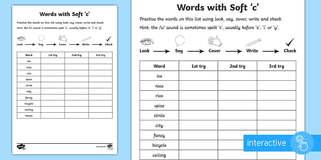 Spelling rules Soft c | Free Phonics Printable Worksheets