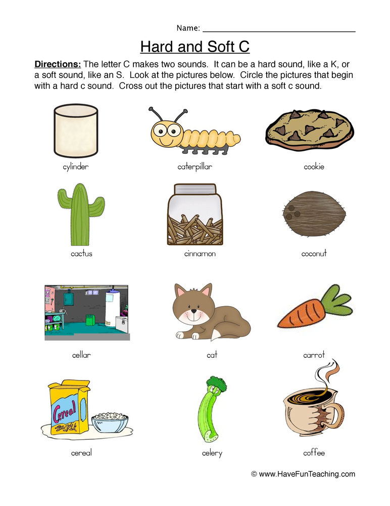 Hard Soft C Pictures Worksheet  