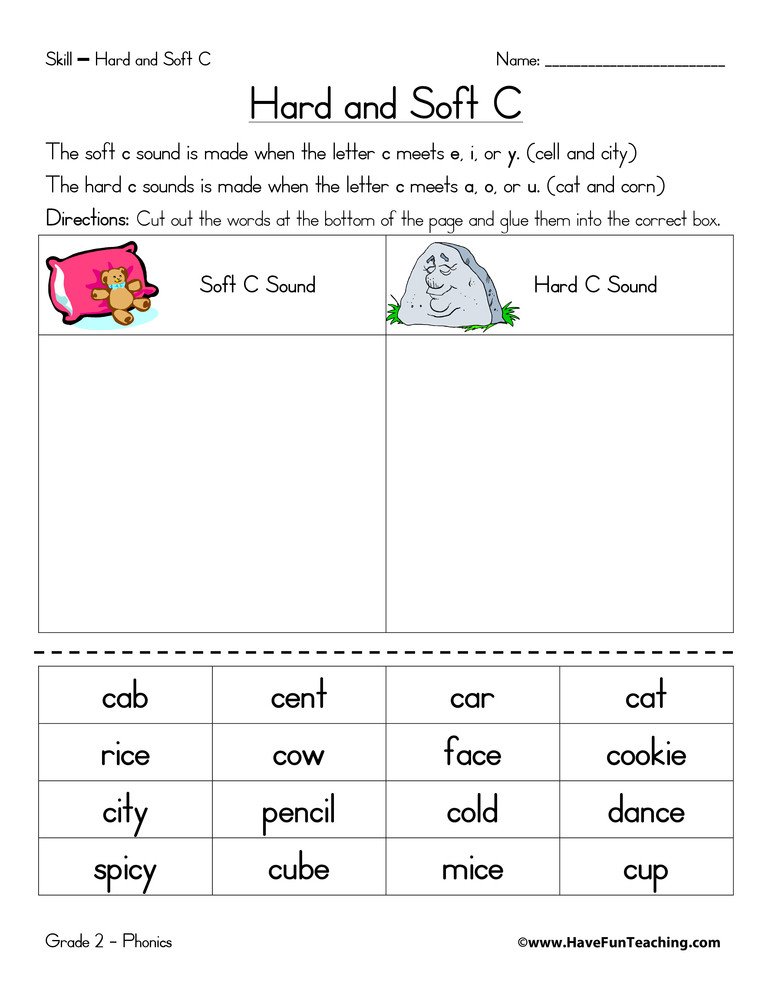 Hard C and Soft C Worksheet  