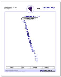 Long Division Worksheets: Monster Division