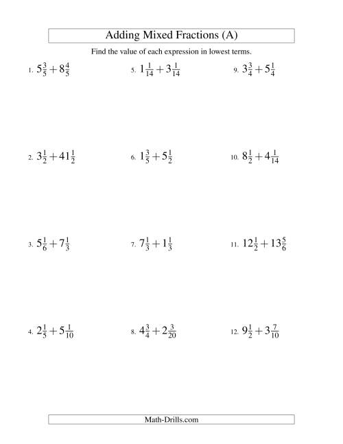 Adding Mixed Fractions Hard Version (A)