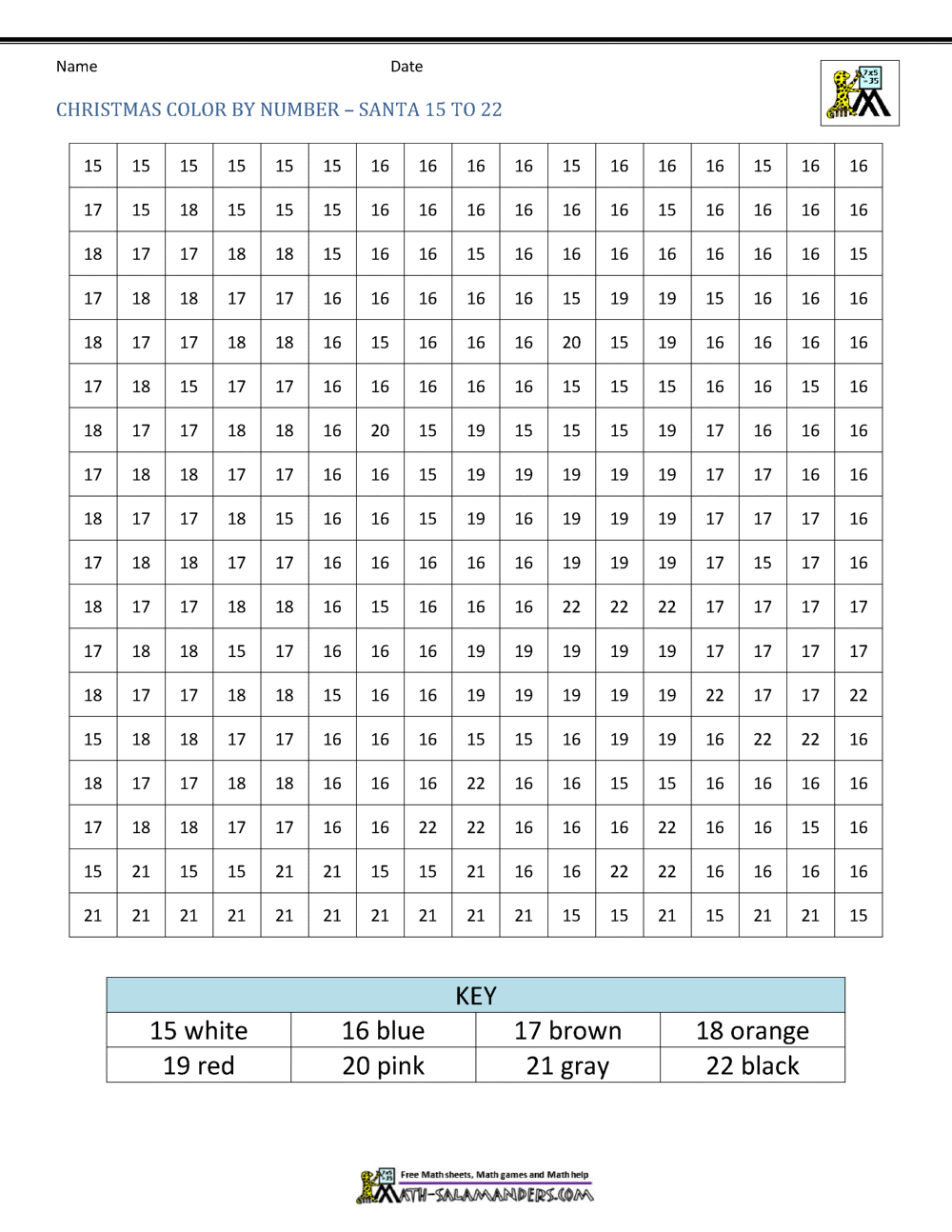 Christmas Color By Number Sheets for kids