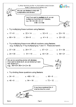 Further techniques for multiplying and dividing - Division Maths ...
