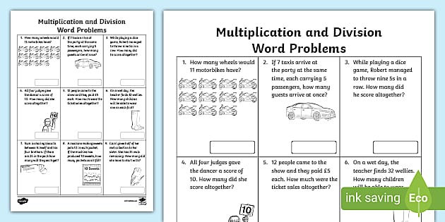 Year 2 Multiplication and Division Word Problems x2, x5, x10