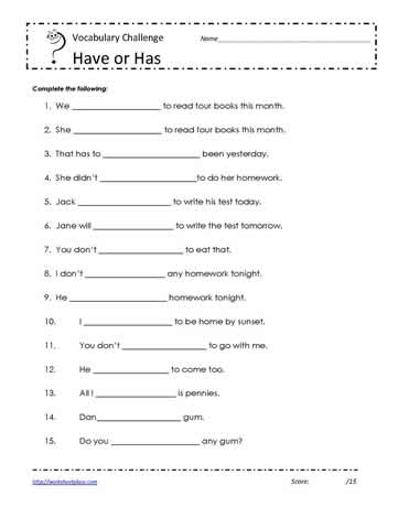 Has Have or Had Worksheet Free Printable Online Worksheets Library