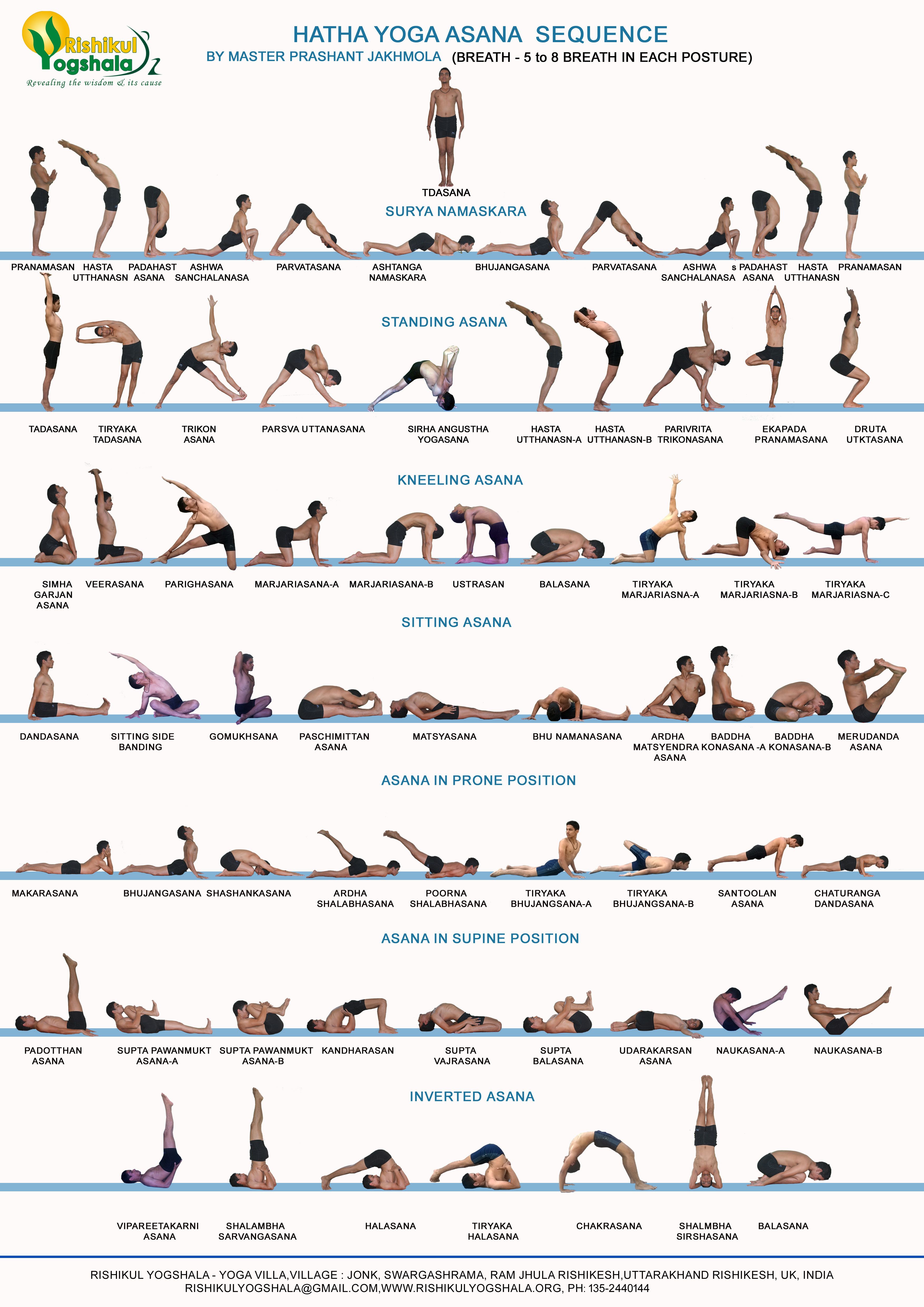 hatha yoga poses chart printable
