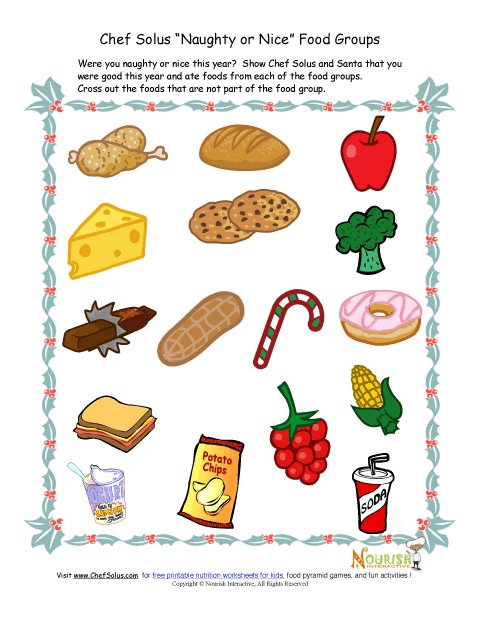 health and nutrition worksheet