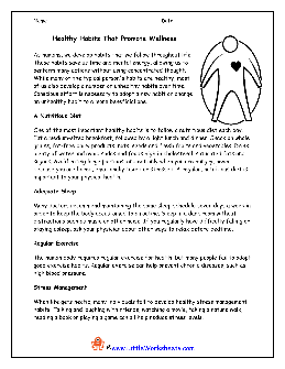 health and wellness worksheet