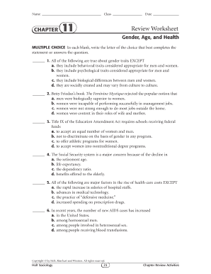 Chapter 11 Gender Age And Health Review Worksheet Answers - Fill ...