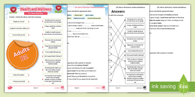 health worksheet answers