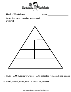 health worksheet for first grade