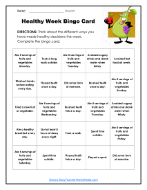 health worksheet for kids