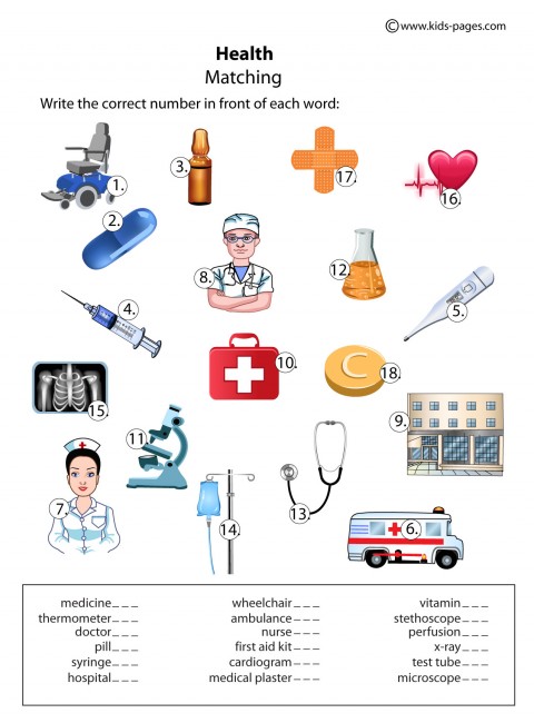 Health Matching worksheet