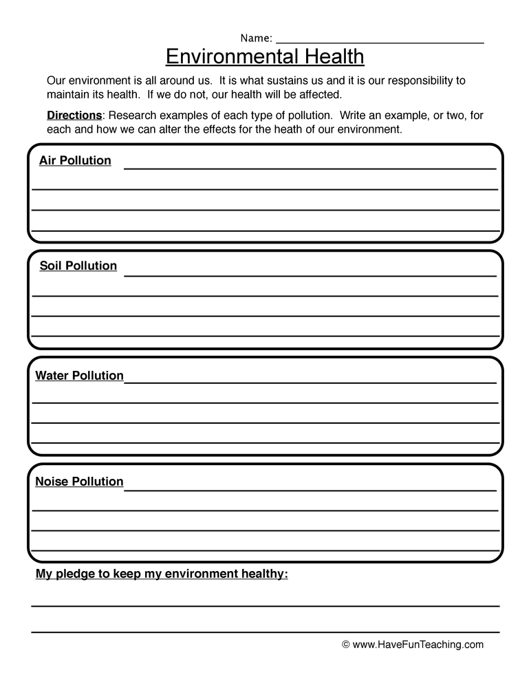 Environmental Health Worksheet  
