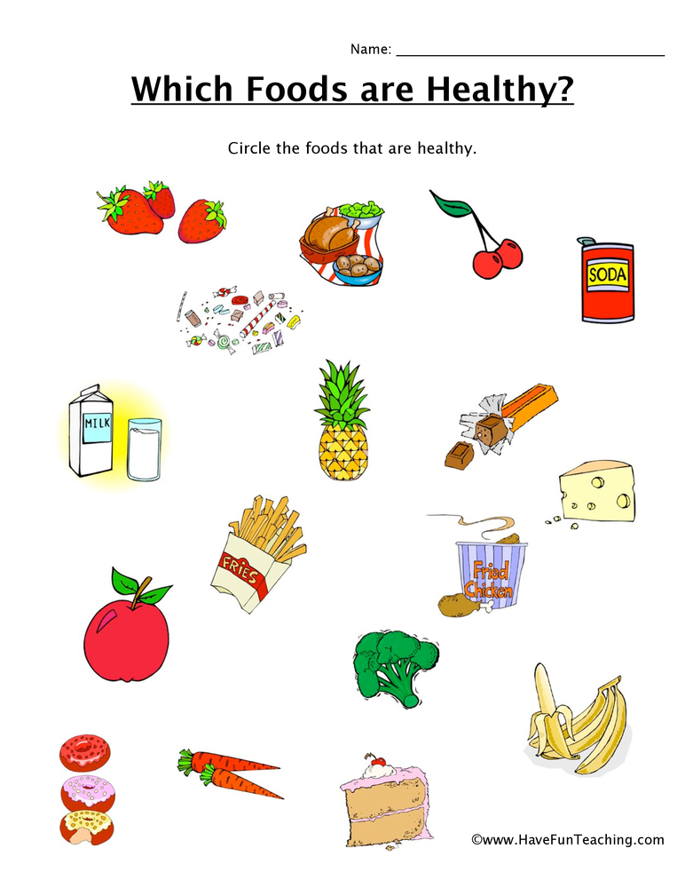 Which Foods are Healthy Worksheet  