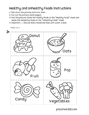 healthy eating worksheet
