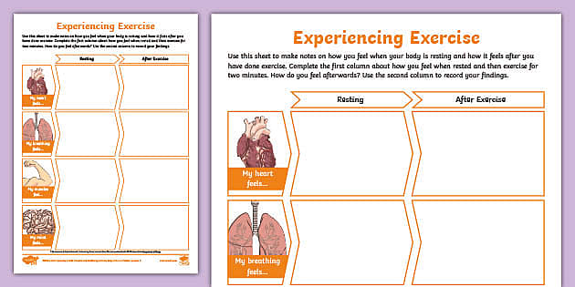 LKS2 Experiencing Exercise Activity Sheet - PSHE &  Wellbeing