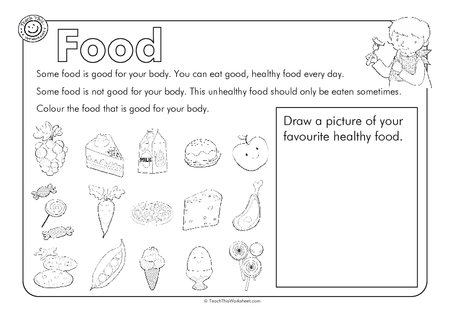 healthy vs unhealthy food worksheet