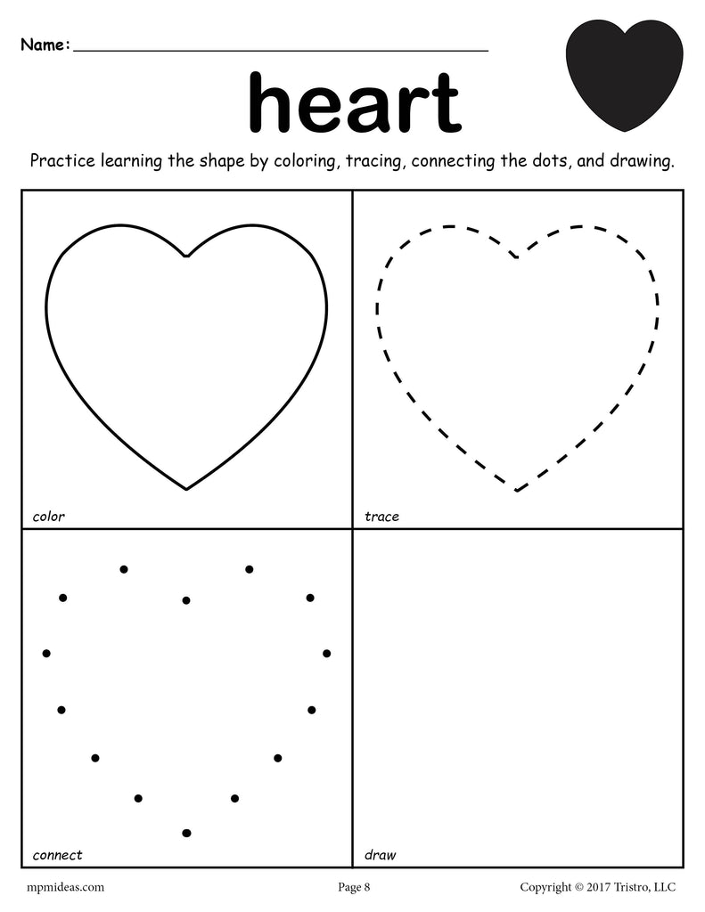 heart shape worksheet for preschool