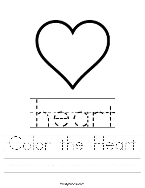 Color the Heart Worksheet - Twisty Noodle
