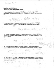Chemistry specific heat worksheet - Specific Heat Worksheet Show ...