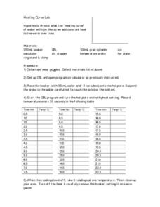 heating curve of water worksheet