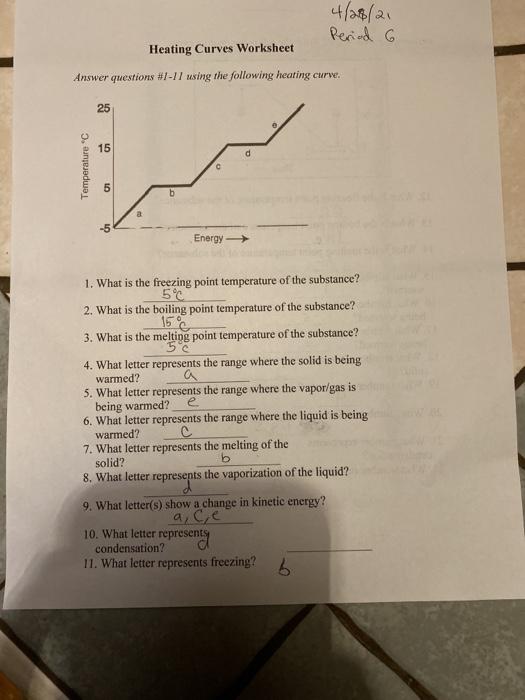Solved CHEMISTRY HEATING CURVE WORKSHEET Heating Curve of