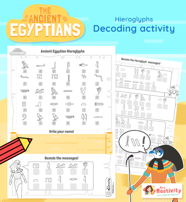 Ancient Egypt Hieroglyphics Decoding Activity Worksheet | Ancient ...