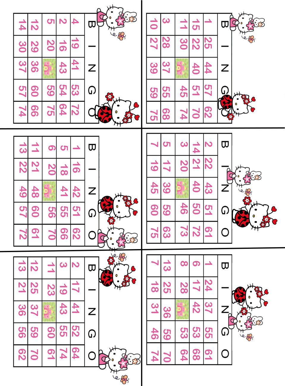 HELLO KITTY PRINTABLE BINGO GAME - TOMBOLA