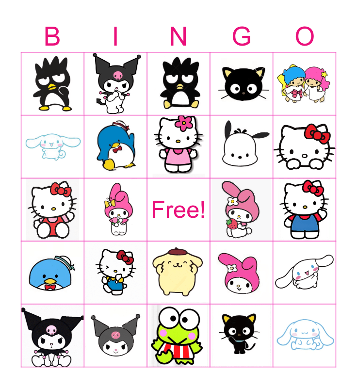 Hello Kitty &  Friends Bingo Card