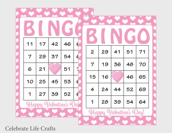 100 Valentines Bingo Cards Printable Valentine Bingo Cards Instant ...