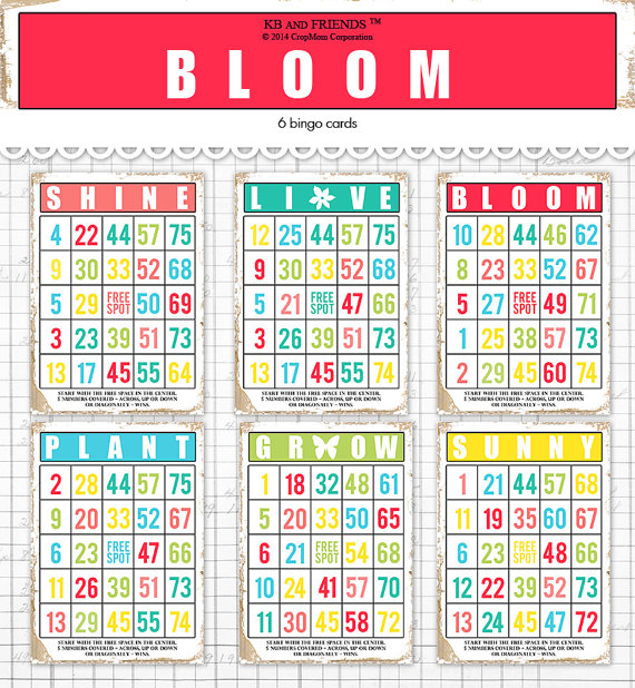 Spring and Summer Printable Bingo Cards for Crafts Cards  