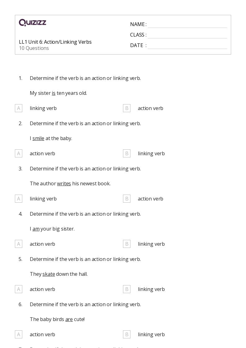 helping and linking verb worksheet