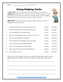 helping verb worksheet 3rd grade