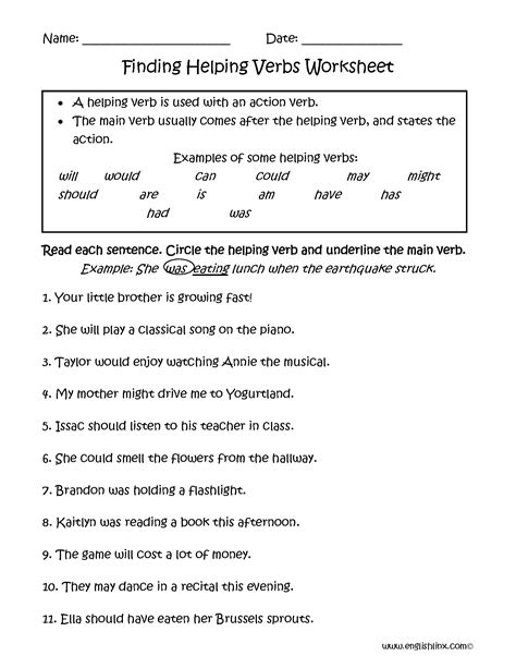 Helping Verb And Linking Verbs Worksheet