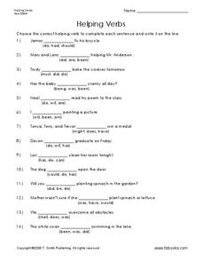 Helping Verbs Worksheet for 5th - 6th Grade | Lesson Planet