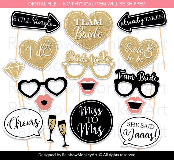 hens night photo booth props printable