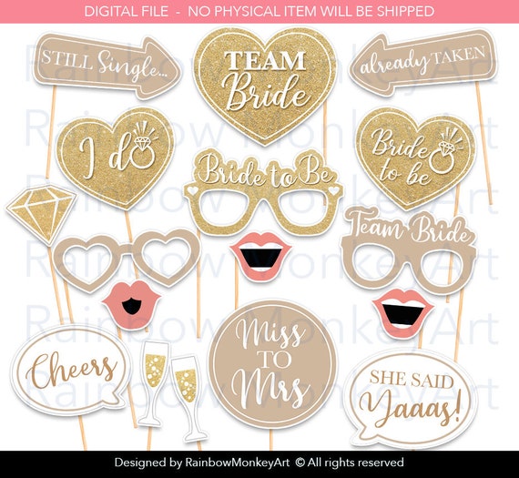 Printable Bridal Shower Photo Booth Props Hen Party Photobooth ...