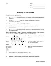 heredity worksheet for middle school