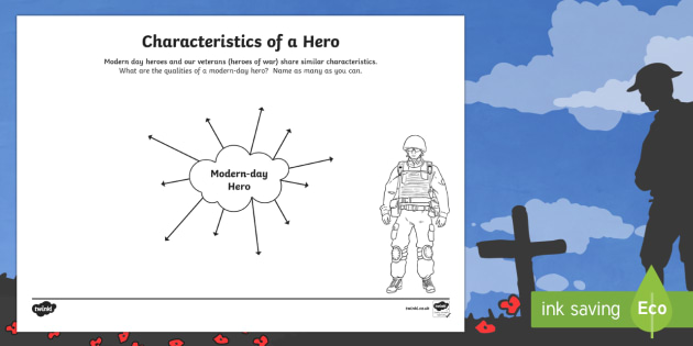 Characteristics of a Hero Worksheet / Worksheet - Twinkl