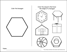Hexagon shape activity sheets for school children